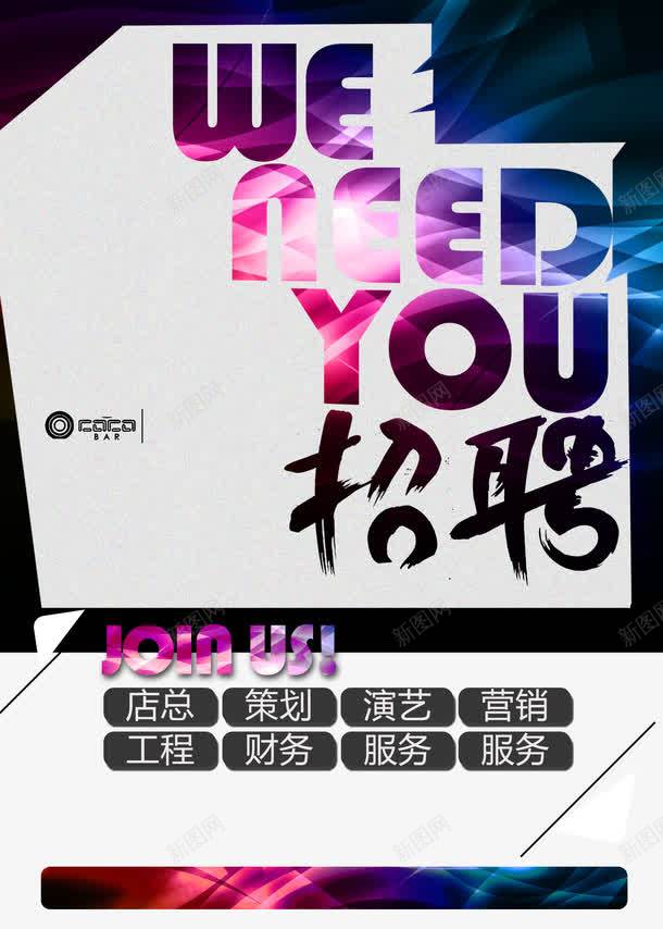 炫酷酒吧招聘广告海报PSDpsd_88icon https://88icon.com 字体设计 招聘设计 求才 海报设计