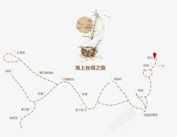 外汇贸易之路海上丝绸之路线路图高清图片