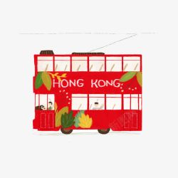 卡通香港双层巴士素材