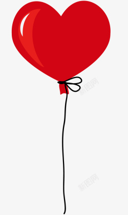 一只红色心形气球素材