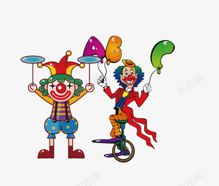 孩子们玩耍创意愚人节小丑表演马戏矢量图图标图标