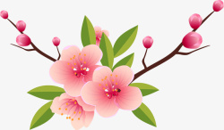 粉色桃花画装饰图案矢量图素材