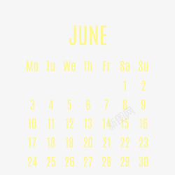 黄色2019年6月日历矢量图素材