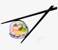 筷子夹起的寿司素材