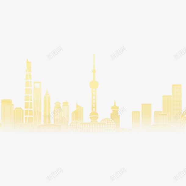 金色上海城市剪影png免抠素材_88icon https://88icon.com 光泽 卡通 反光 商务 城市 渐变 质感 金色