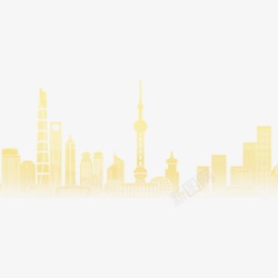 金色上海城市剪影素材