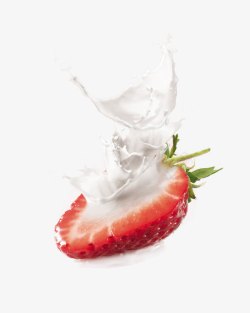草莓碰撞牛奶素材