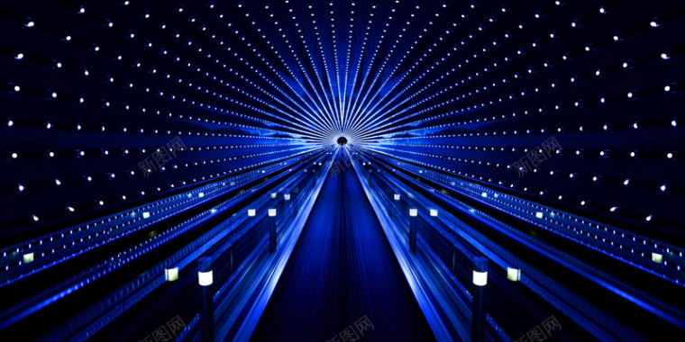 蓝色科技时空隧道背景图背景