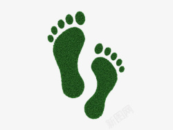 绿色草坪组成的脚印素材