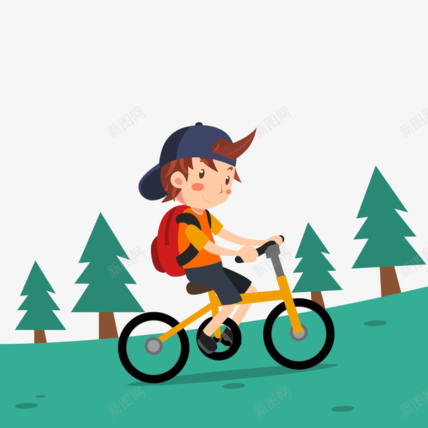 卡通骑自行车上学的男孩矢量图ai免抠素材_88icon https://88icon.com 上学 中小学生开学日 男孩 自行车 骑行 矢量图
