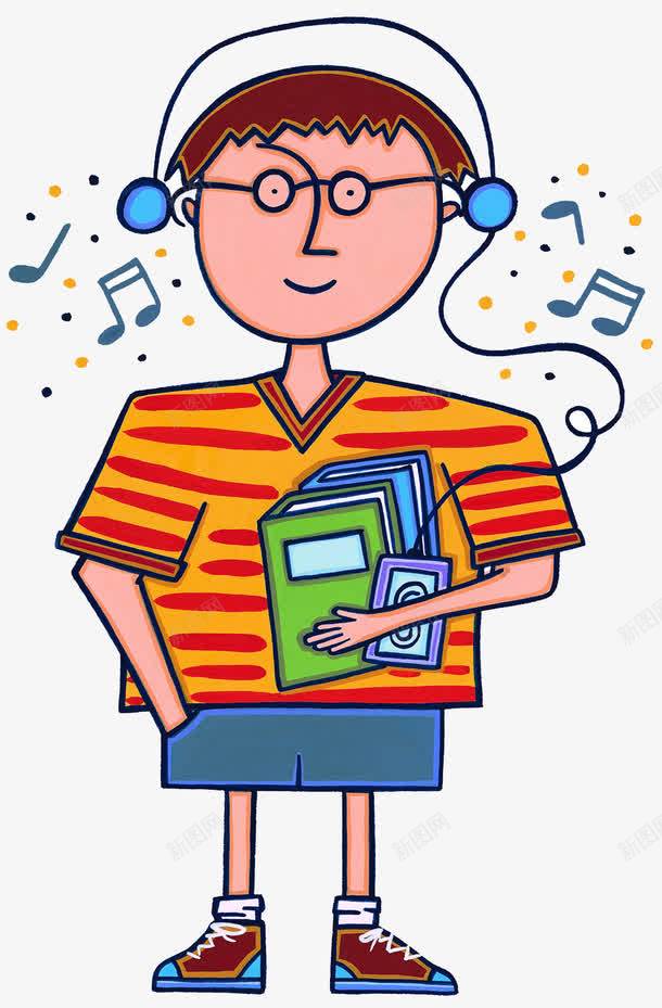 学生简笔画png免抠素材_88icon https://88icon.com 学生 戴耳机的人 眼镜 简笔画 课本 随身听 音乐