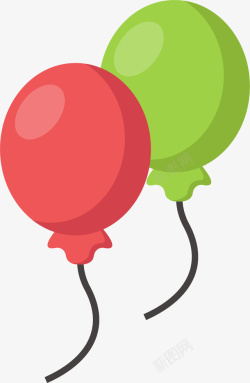 红绿色气球卡通风格素材