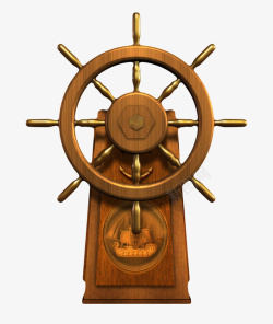 中国造船发明棕色控制方向的海盗船舵盘实物高清图片