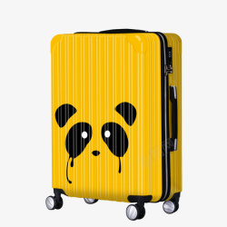 黄色可爱表情拉杆登机箱素材