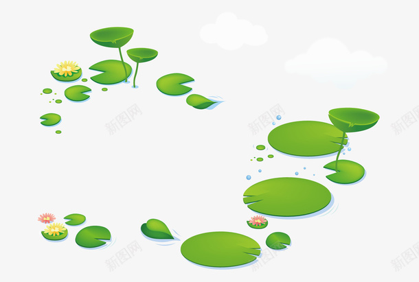 绿色卡通荷塘png免抠素材_88icon https://88icon.com 卡通植物 竹子荷花荷叶满池塘 绿色植物 绿色荷叶 背景装饰 荷花塘