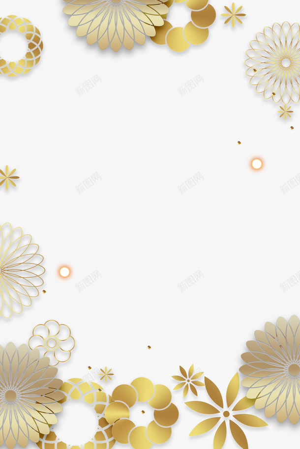 2019猪年金色装饰图案png免抠素材_88icon https://88icon.com 2019猪年 图案 点缀花朵 花朵 装饰 金色