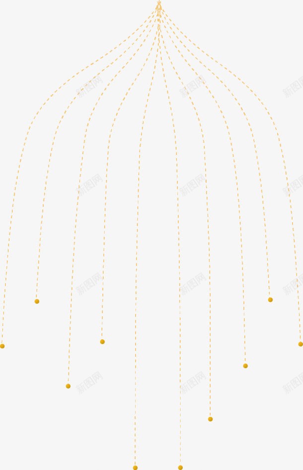 橙色发散的线点链条png免抠素材_88icon https://88icon.com 发散点 曲折 曲线 树状图 线点 链条