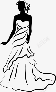新品女装手绘婚纱礼服图图标图标