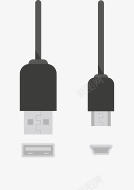 产品黑色两种规格充电USB插头图标图标