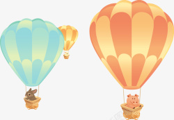 彩色动物热气球矢量图素材