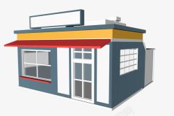 快餐店素材卡通3D扁平化房屋图标高清图片