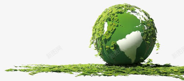绿色环保地球png免抠素材_88icon https://88icon.com 地球 树叶围绕 环保元素 绿色 草地