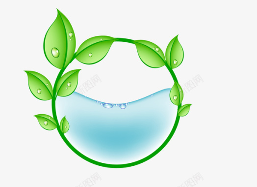 装饰星星绿色环保净化水绿叶图标图标