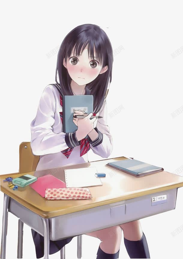 纯纯女学生png免抠素材_88icon https://88icon.com 下课 女学生 怀旧 教室 笔记本