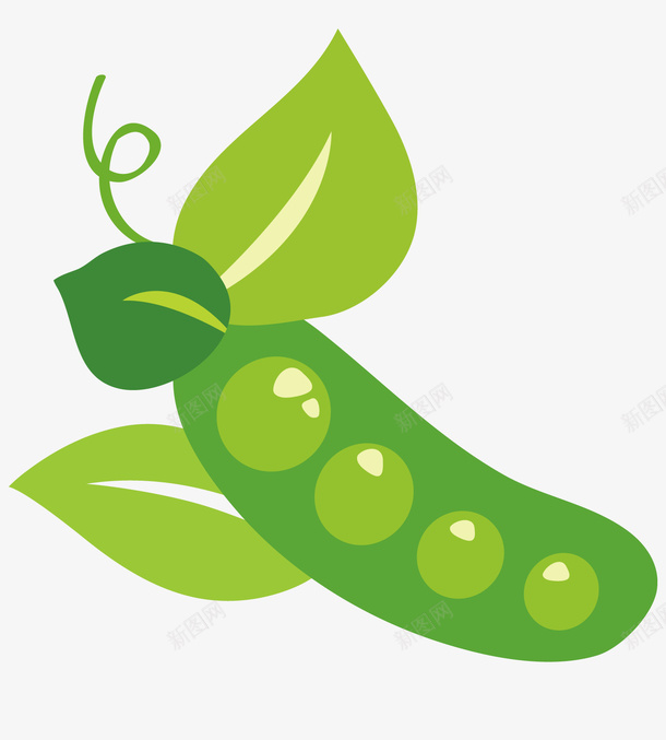 绿色豌豆矢量图ai免抠素材_88icon https://88icon.com 叶子 水果蔬菜 矢量素材 绿色 豆子 豌豆 食物 矢量图