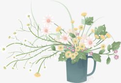 小植物花瓶手绘花草高清图片
