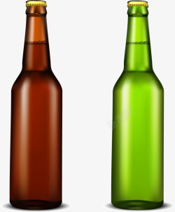 手绘两个啤酒瓶矢量图素材