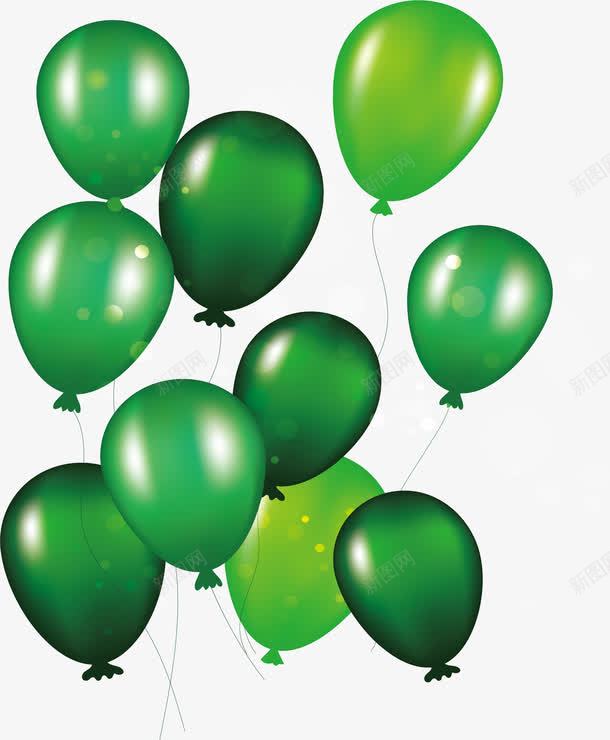 节日庆祝发光绿色气球png免抠素材_88icon https://88icon.com 发光气球 气球束 珠光气球 矢量png 绿色气球 节日气球