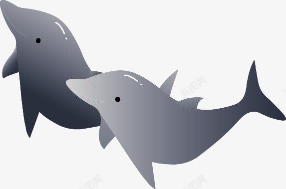 黑白渐变质感的可爱的海豚png免抠素材_88icon https://88icon.com 可爱 海豚 渐变 质感 黑白