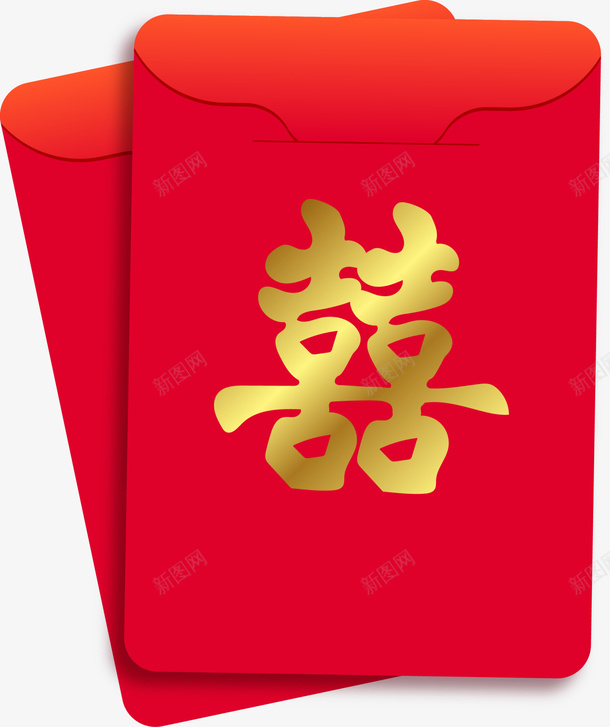 新年红色喜字红包png免抠素材_88icon https://88icon.com 喜字红包 新年红包 新春红包 红色红包 金色光晕 金色喜字