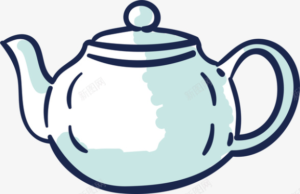 手绘美容养生卡通SPA养生茶壶图标图标