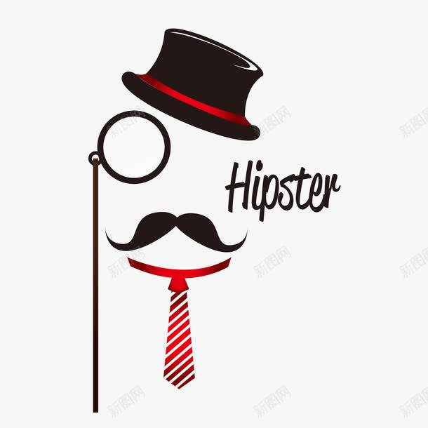 绅士png免抠素材_88icon https://88icon.com HIPSTER 先生 小胡子 礼帽 绅士 装饰图案 镜片 领带