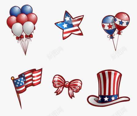 气球的话手绘卡通美国帽子国旗气球图标图标