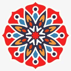 传统民族风红色花纹素材