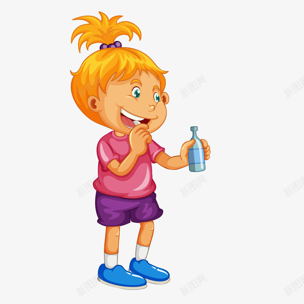 喝水的女孩人物png免抠素材_88icon https://88icon.com 中小学生开学日 人物设计 卡通 喝水 学生 返校