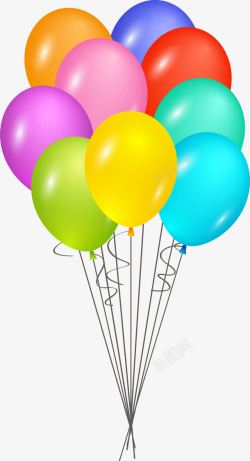 卡通彩色生日快乐气球素材