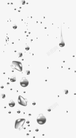 灰色透明水珠灰色滴落液体高清图片