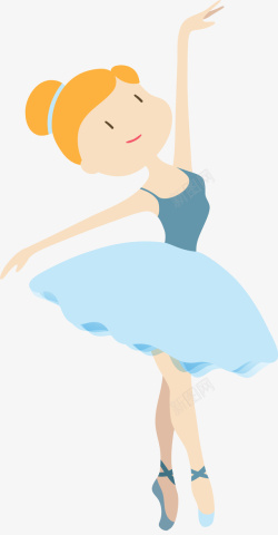 蓝色裙子免扣跳芭蕾舞的小女孩高清图片
