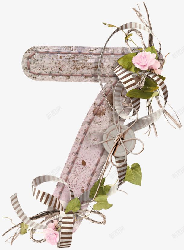 花卉装饰数字7png免抠素材_88icon https://88icon.com 小清新 数字7 紫色 花卉 装饰图案