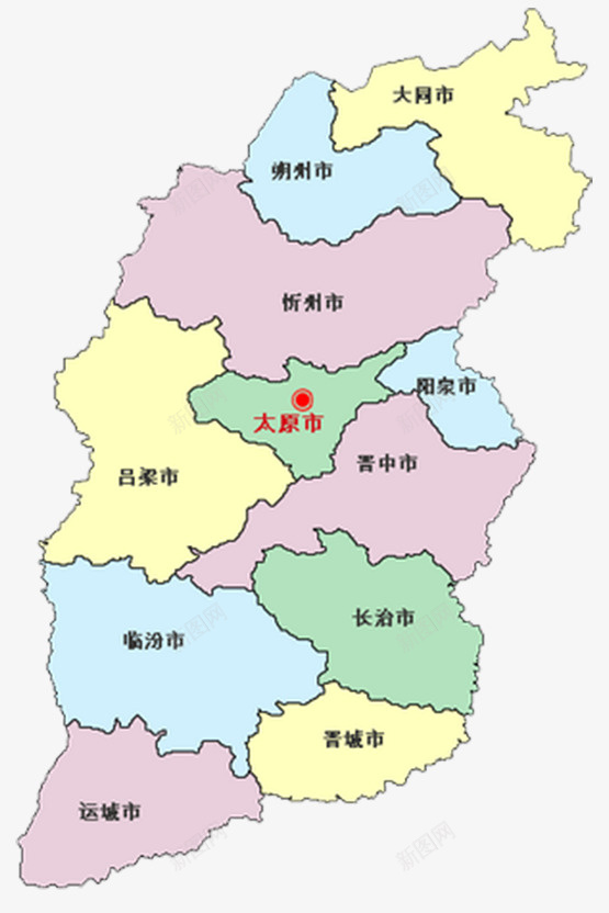 手绘分色块山西省地图png免抠素材_88icon https://88icon.com 分色块 区域 各地 地图 城市 山西省 山西省地图 手绘 行政地图