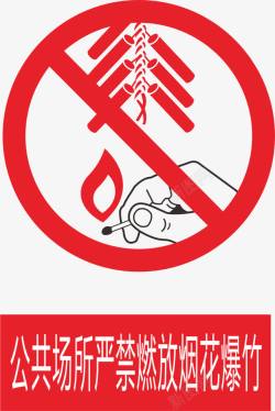 重点防火区域标识牌禁止燃放烟花爆竹矢量图图标高清图片