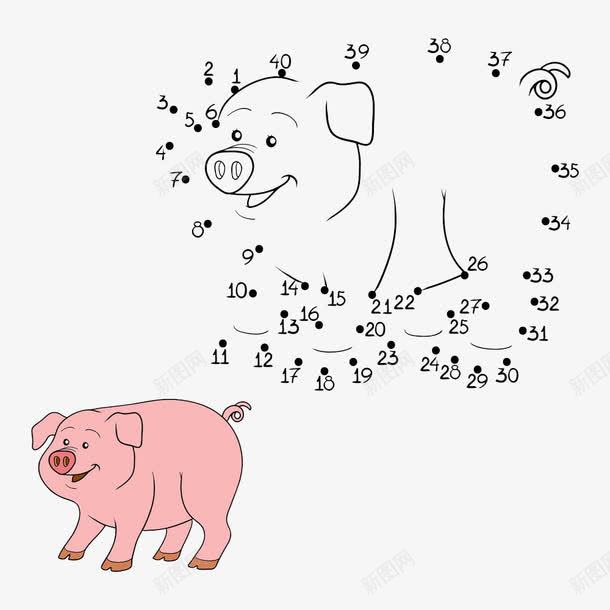 卡通猪与数字png免抠素材_88icon https://88icon.com 数字 猪 简笔画