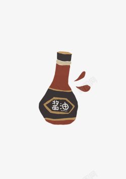 单个调味瓶手绘酱油瓶高清图片