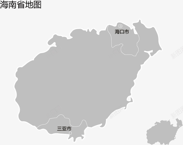 海南省地图png免抠素材_88icon https://88icon.com 可编辑地图 地图导航 灰色 矢量地图