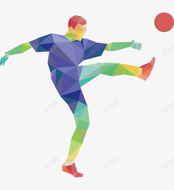 彩色几何足球运动员踢球png免抠素材_88icon https://88icon.com 几何足球运动员 平面运动员 彩色的剪影 彩色的运动员 踢球姿势