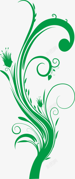 绿色古典藤蔓花纹矢量图素材